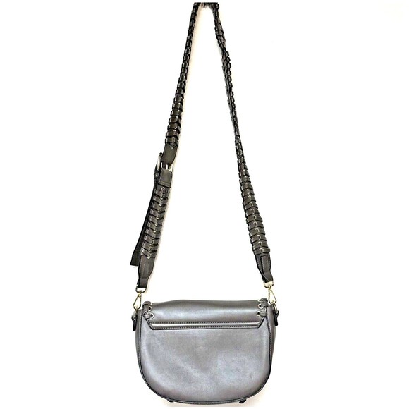 EXPRESSIONS NYC Slate taupe braided strap Vegan Crossbody Shoulder Bag - Picture 4 of 14